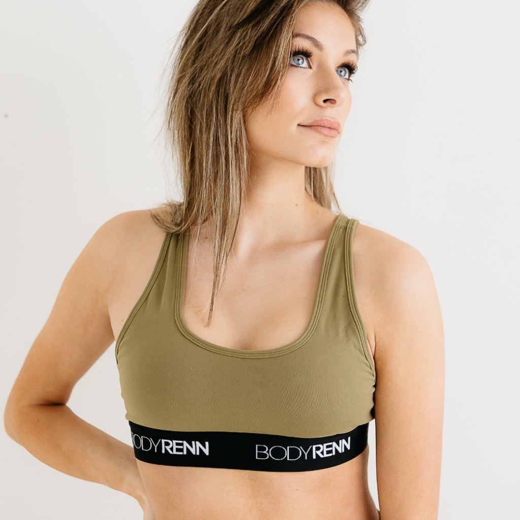 Free People NWOT movement olive green front twist sports bra - $45 (18% Off  Retail) - From roya